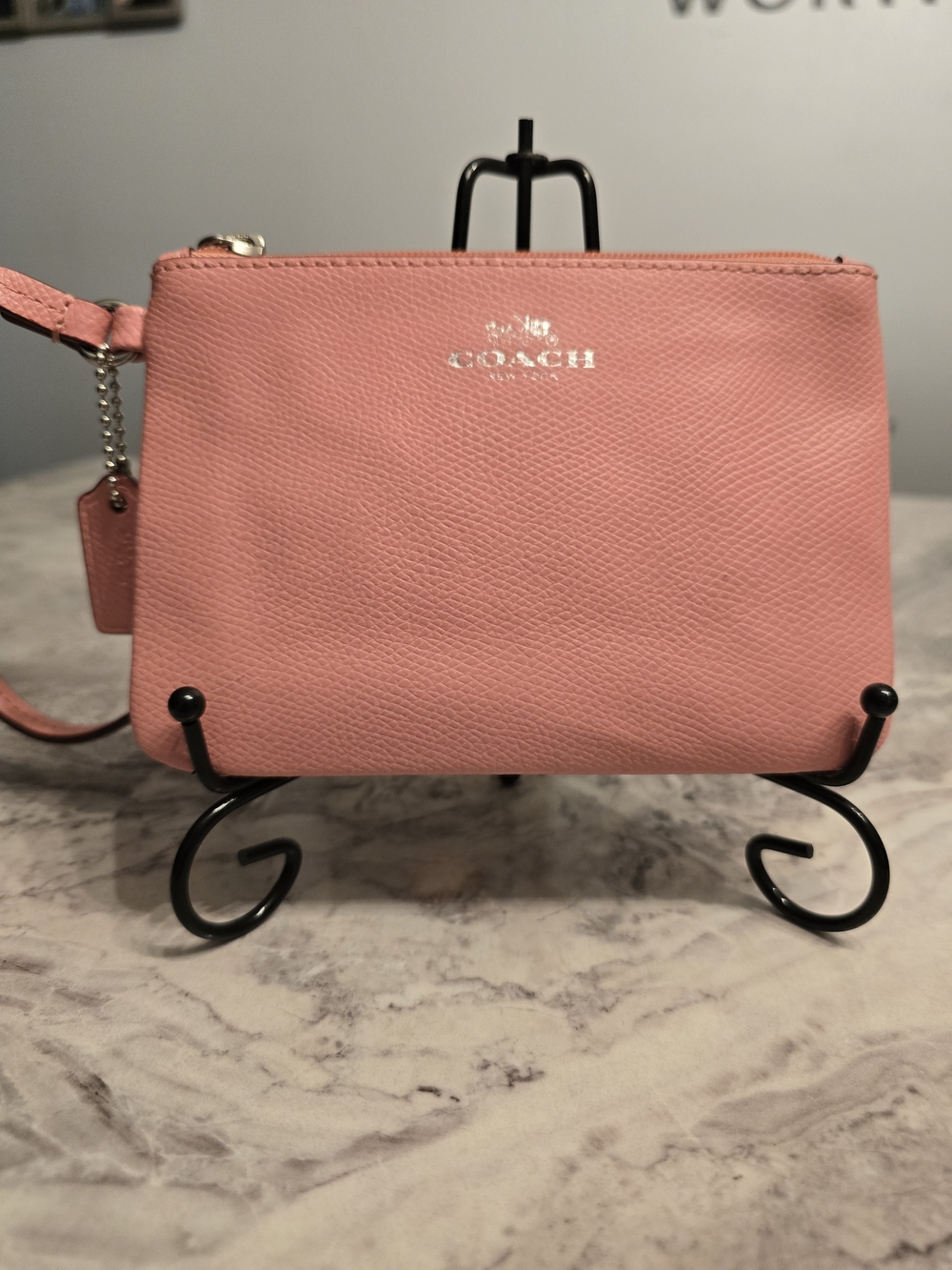 Coach Pink Pebbled Leather Wristlet - Picture 2 of 12